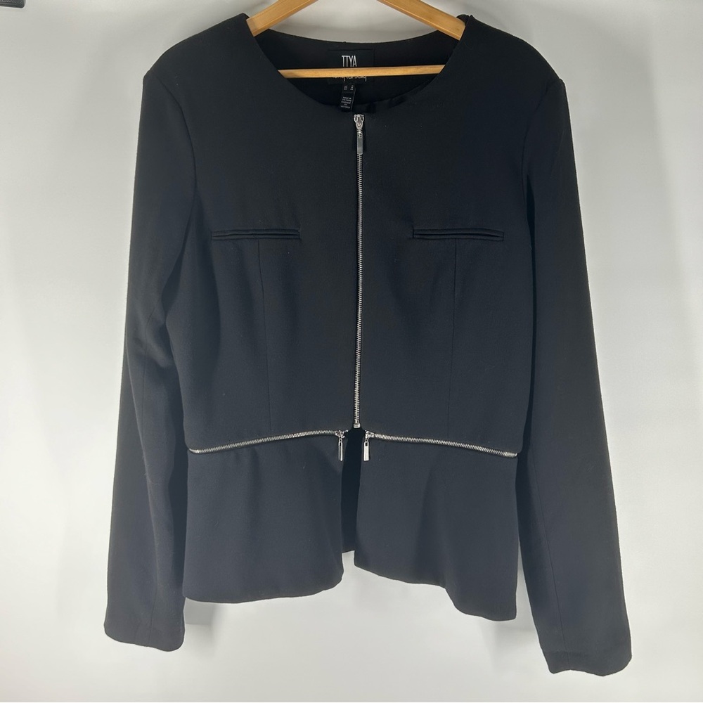 TTYA x Long Tall Sally | Black Zipper Adjustable Blazer Size 14